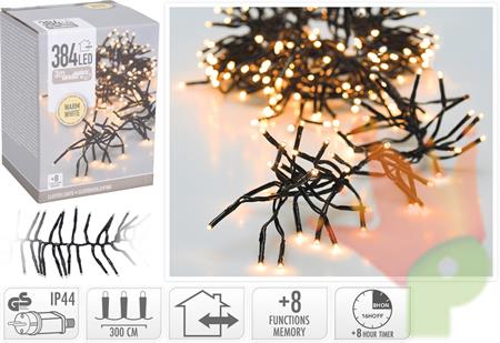 LUCI DI NATALE CLUSTER  384 LED BIANCO CALDO