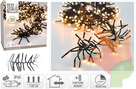 LUCI DI NATALE CLUSTER 1512 LED BIANCO CALDO