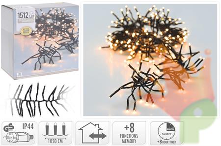 LUCI DI NATALE CLUSTER 1512 LED EXTRA CALDO