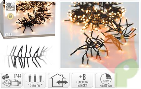 LUCI DI NATALE CLUSTER 3000 LED EXTRA CALDO