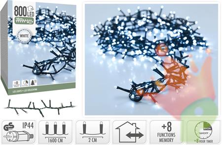 LUCI DI NATALE CLUSTER  800 LED BIANCO FREDDO