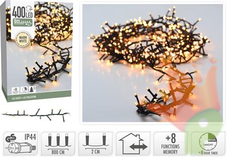 LUCI DI NATALE CLUSTER  400 LED BIANCO CALDO