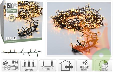 LUCI DI NATALE CLUSTER 1500 LED BIANCO CALDO