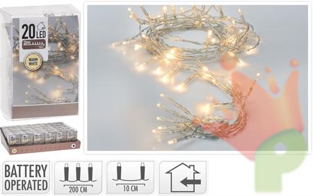LUCI DI NATALE A BATTERIA 20 LED BIANCO CALDO