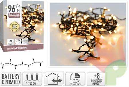 LUCI DI NATALE A BATTERIA 96 LED EXTRACALDO