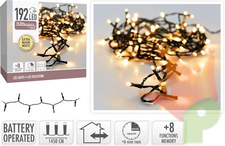 LUCI DI NATALE A BATTERIA 192 LED EXTRACALDO