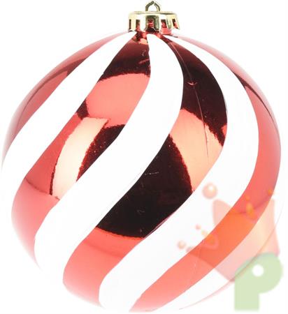PALLINA DI NATALE A STRISCE ROSSA 14 CM