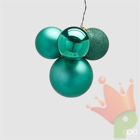 PALLINE DI NATALE GRAPPOLO VERDE 4PZ 6/8/10 CM