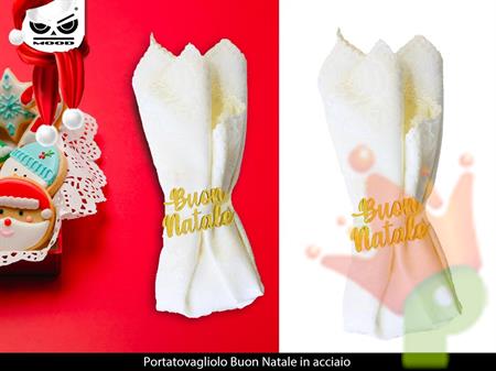 PORTATOVAGLIOLO BUON NATALE IN ACCIAIO SET 6 PZ