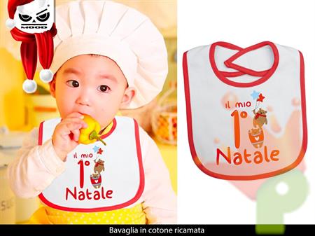 BAVAGLINO NATALIZIO IN COTONE IL MIO 1° NATALE