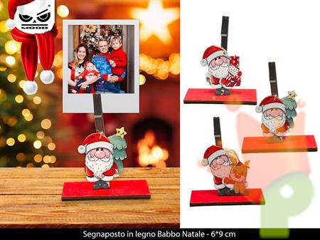 SEGNAPOSTO IN LEGNO NATALIZIO BABBO NATALE