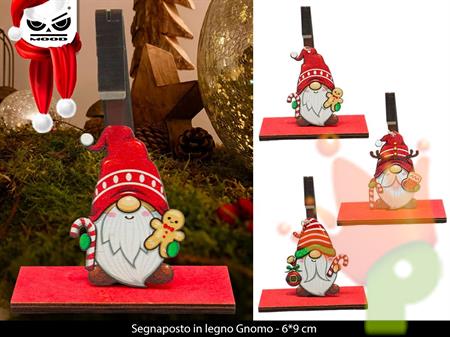 SEGNAPOSTO IN LEGNO NATALIZIO GNOMO