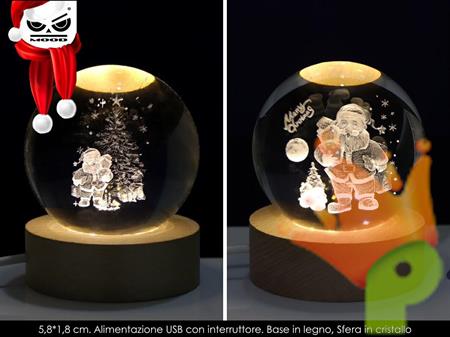 LAMPADA SFERA CON LUCE LED BABBO NATALE