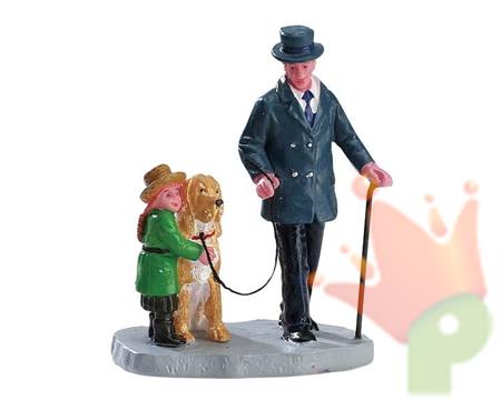 PERSONAGGI CON CANE PER VILLAGGIO NATALIZIO 7,3X5,6X3,8 CM
