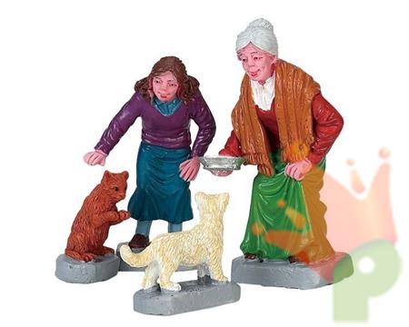 FIGURE CON GATTINI PER VILLAGGIO NATALIZIO H.6 CM