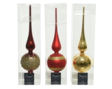 PUNTALE PER ALBERO 8X31CM ROSSO/ORO DECORATO