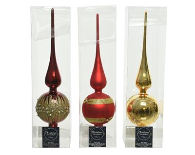 PUNTALE PER ALBERO 8X31CM ROSSO/ORO DECORATO