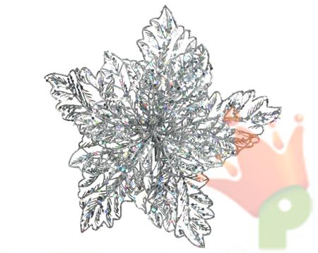 STELLA DI NATALE CON CLIP ARGENTO 23,5X10 CM