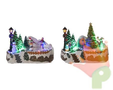 PAESAGGIO CON LUCI LED MULTICOLOR 12,5X17X13CM A BATT N45 A-B