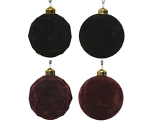 PALLINA PER ALBERO 8CM IN VELLUTO NERO/BORDEAUX 3PZ