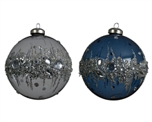 PALLINA PER ALBERO 10CM IN VETRO CON DIAMANTI 2PZ