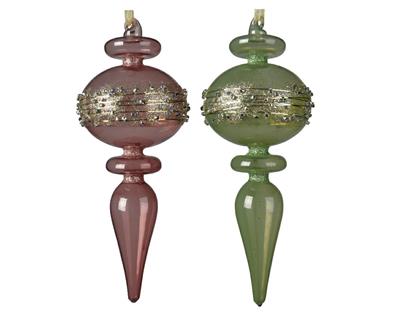 DECORAZIONI PENDENTI 7X20CM ROSA/VERDE 2PZ