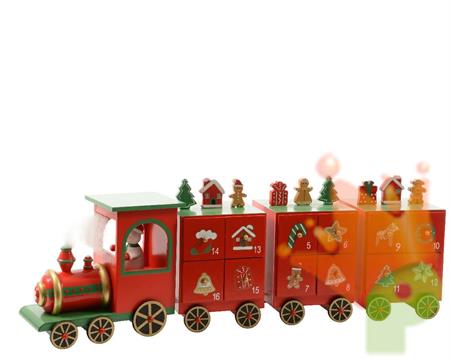 TRENINO CALENDARIO DELL'AVVENTO 48X9,5X15CM ROSSO