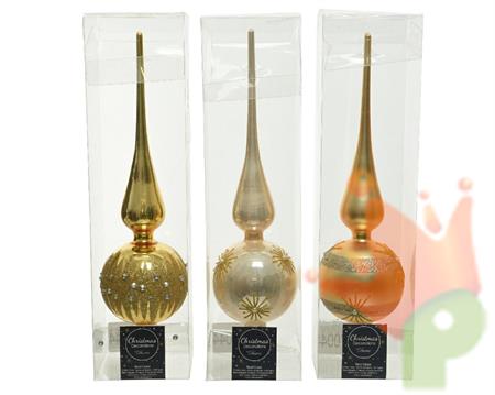 PUNTALE PER ALBERO 8X31CM ORO/CHAMPAGNE DECORATO