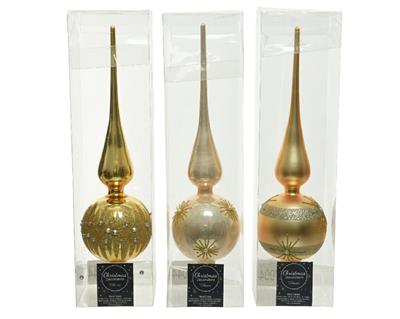 PUNTALE PER ALBERO 8X31CM ORO/CHAMPAGNE DECORATO