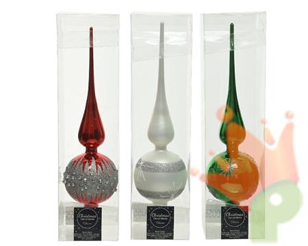 PUNTALE PER ALBERO 8X31CM BIANCO/ROSSO/VERDE