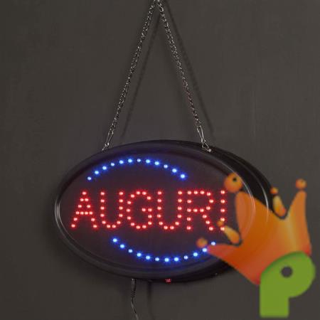 INSEGNA LUMISOSA AUGURI BLU ROSSO USO INTERNO
