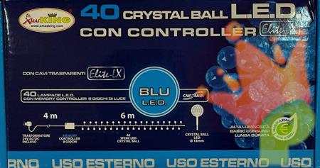 CATENA DI LUCI 40 CRISTAL BLU USO ESTERNO 6MT
