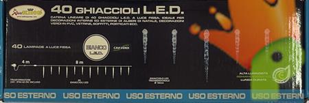 TENDA 40 GHIACCIOLINI LED TRIDIMEN. LUCE FISSA BIANCO 8MT