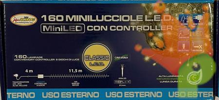 LUCI DI NATALE 160 MINILUCCIOLE LED BIANCO EXTRA CALDO
