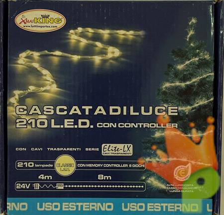LUCI DI NATALE A CASCATA 210 LED BIANCO CALDO