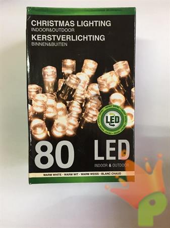 LUCI DI NATALE 80 LED BIANCO CALDO LUCE FISSA