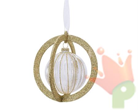 PALLINA PER ALBERO CON ANELLO ORO 11X11CM