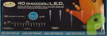TENDA 40 GHIACCIOLINI LED TRIDIMEN. 18MM LUCE FISSA BLU 8MT