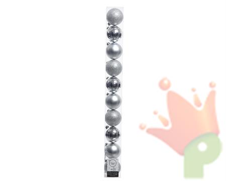 PALLINE PER ALBERO 60 MM ARGENTO 10 PZ