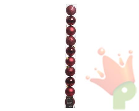 PALLINE DI NATALE BORDEAUX ASSORTITE 6 CM CONFEZIONE 10 PZ