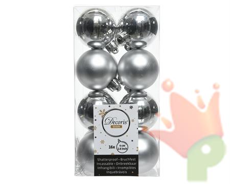 PALLINE DI NATALE ARGENTO 4 CM CONFEZIONE 16 PZ