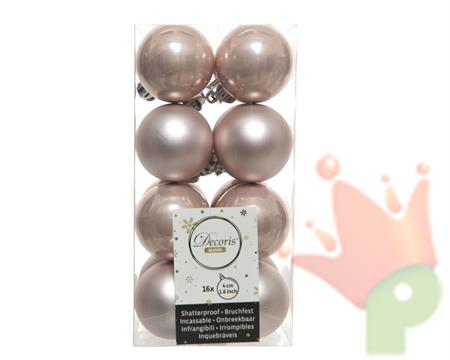 PALLINE DI NATALE ROSA CIPRIA 4 CM CONFEZIONE 16 PZ