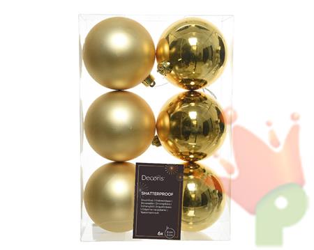 PALLINE DI NATALE ORO CHIARO 8 CM CONFEZIONE 6 PZ