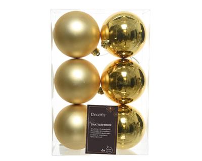 PALLINE DI NATALE ORO CHIARO 8 CM CONFEZIONE 6 PZ