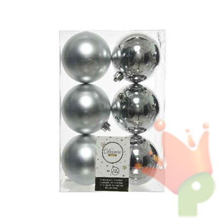PALLINE DI NATALE ARGENTO 8 CM CONFEZIONE 6 PZ