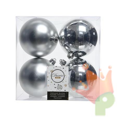 PALLINE DI NATALE ARGENTO 10 CM CONFEZIONE 4 PZ