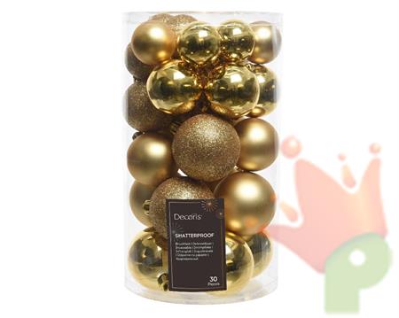 PALLINE DI NATALE ORO MISURE ASSORTITE 30PZ