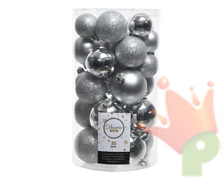 PALLINE DI NATALE ARGENTO MISURE ASSORTITE 30PZ