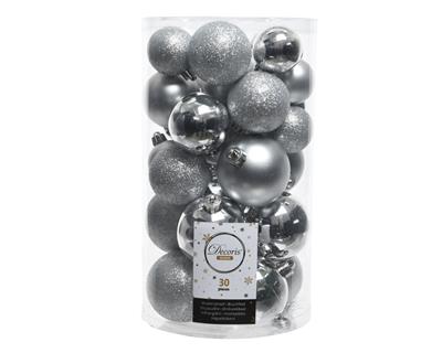 PALLINE DI NATALE ARGENTO MISURE ASSORTITE 30PZ
