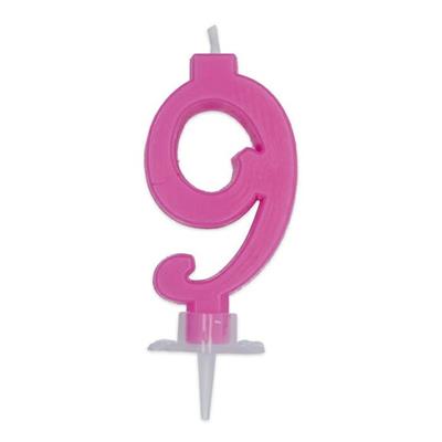 CANDELINA NUMERO 9 CERA ITALIC FUCSIA 7CM